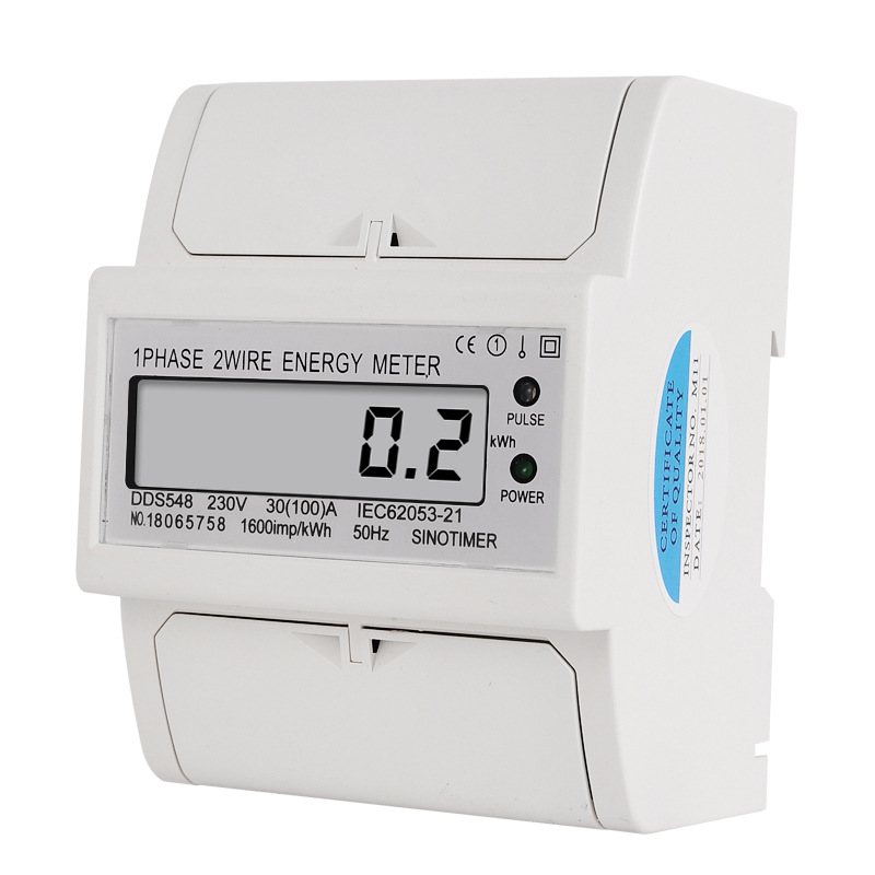 

30-100A 230V LCD Display Single-phase Electric Watt-hour Meter DIN-rail Type Installation Household Energy Meter