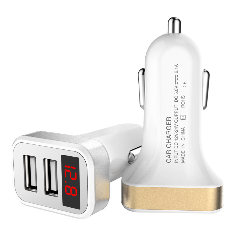 

2.1A 2 USB-порта Быстрая зарядка Авто Зарядное устройство с LED Дисплей Мониторинг в реальном времени для iphone Samsung