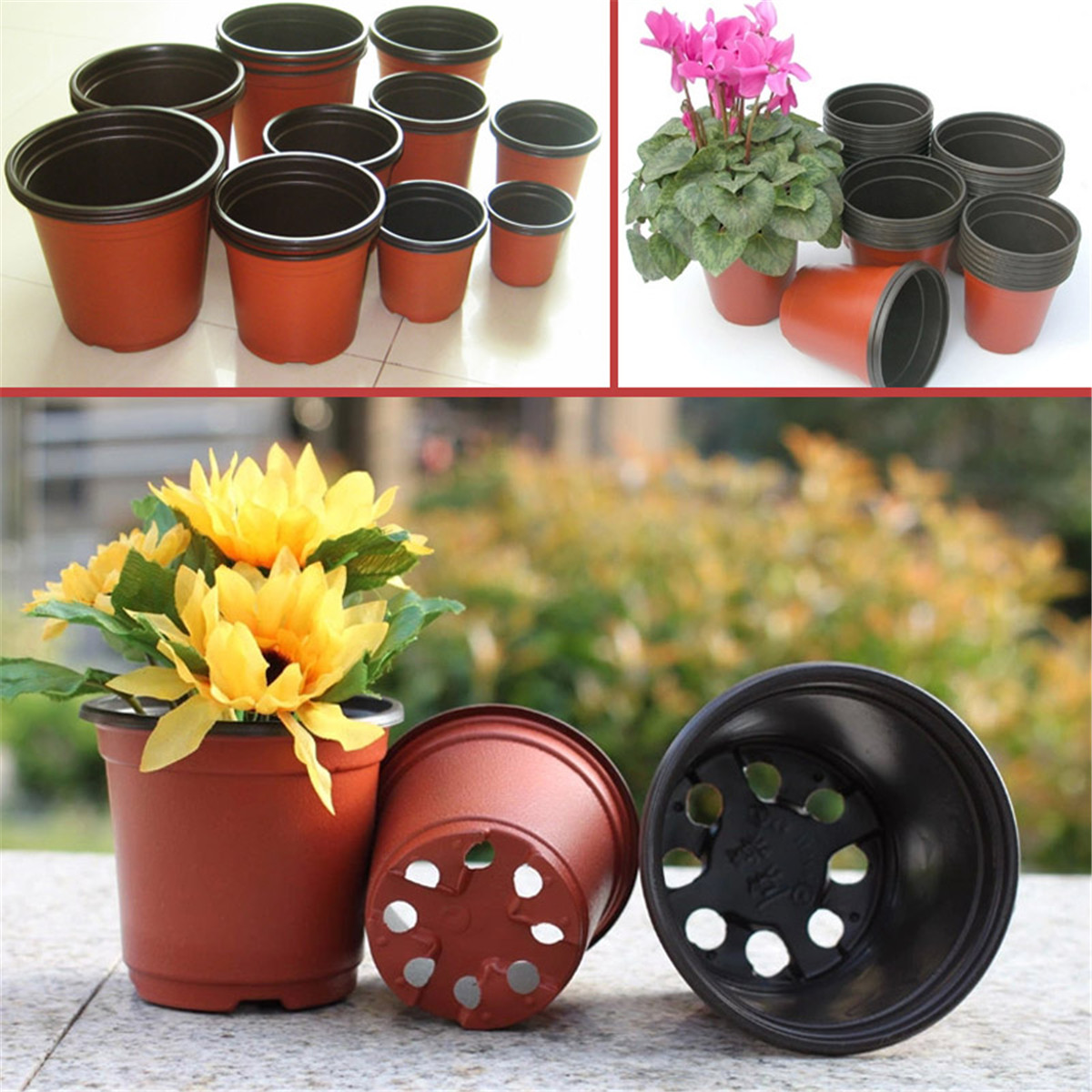 100Pcs Plastic Garden Nursery Pot Flower Terracotta Seedlings Planter Containers Set 32