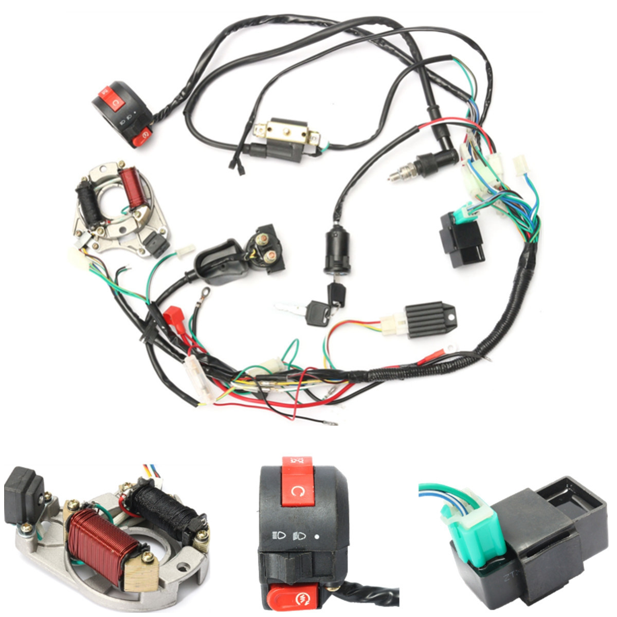 

50cc 70cc 90cc 110cc CDI Wire Harness Assembly Wiring Kit ATV Electric Start QUAD