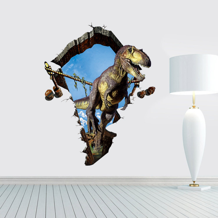 

Miico Creative 3D динозавр сломанной стены съемный домашний номер декоративный настенный декор наклейки
