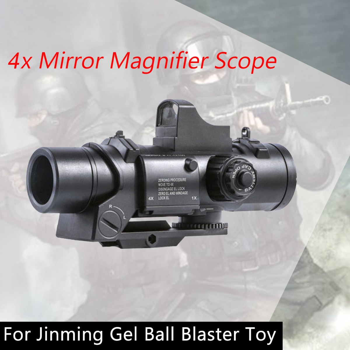 4X Mirror Magnifier Scope with Red Dot Sights For Jinming Gel Ball Water Toy 13