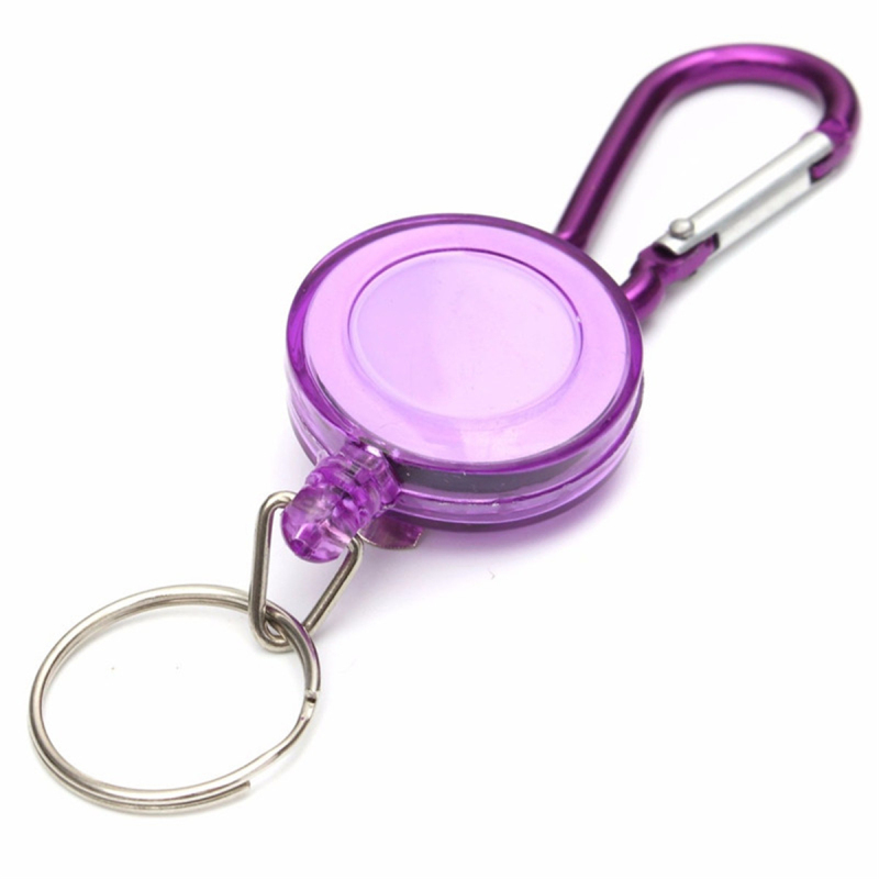

Базовая катушка Телескопическая пряжка для ключей Карабин Откидная выдвижная держатель для ключей Цепь пурпурная