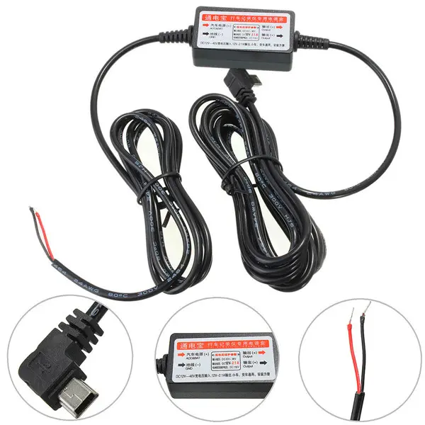 DC 12V-23V to 5V Mini Micro USB Port Wire Cable Car Charger Camera Phone GPS Pad