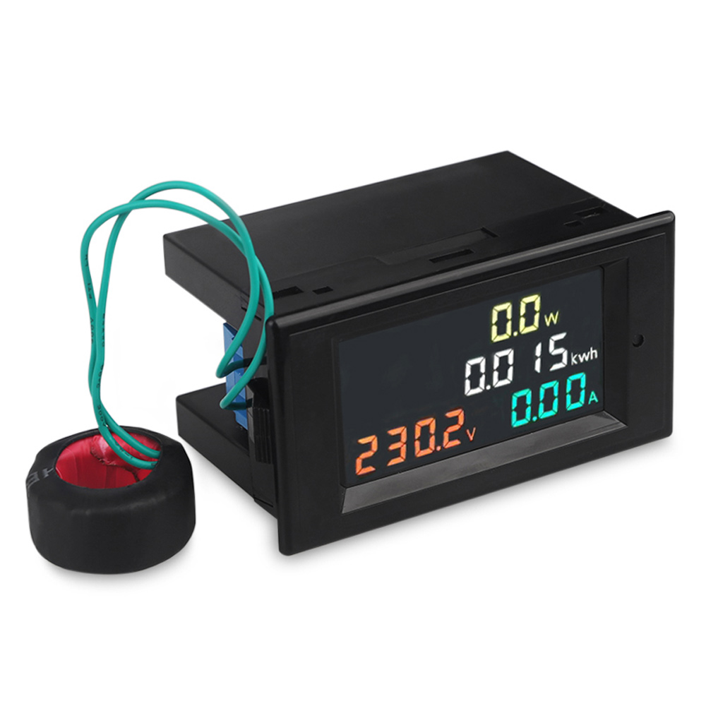 

4 in 1 AC Voltmeter Ammeter Power Energy Meter AC 80.0-300.0V 0.01-100A HD Color Screen 180 Degrees LED
