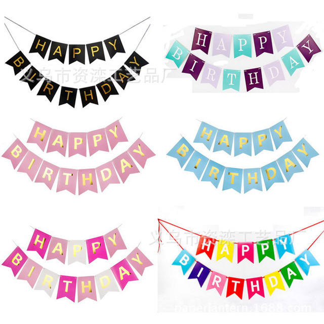 

Baby Bronzing Fishtail Pull Flag Flower Decoration Children Happy Birthday Letters Age Room Layout Supplies Banner