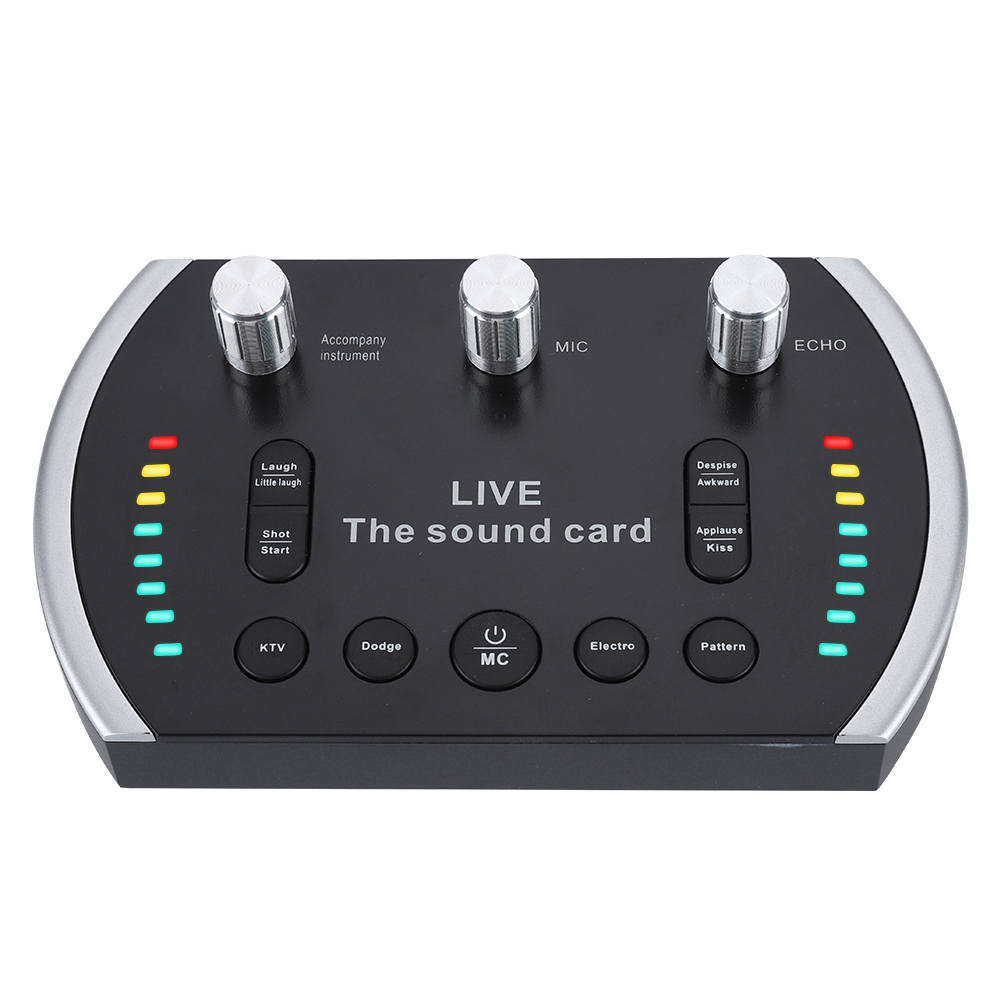 

F8 Universal Live Broadcast Sound Card Intelligent Voice Control Audio External USB Headset Microphone for Mobile PC