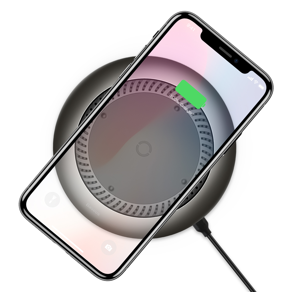 

Baseus Tornado 10W 7.5W Fast Charge Qi Wireless Charger Pad with Cooler Fan for iPhone X 8 Plus S9
