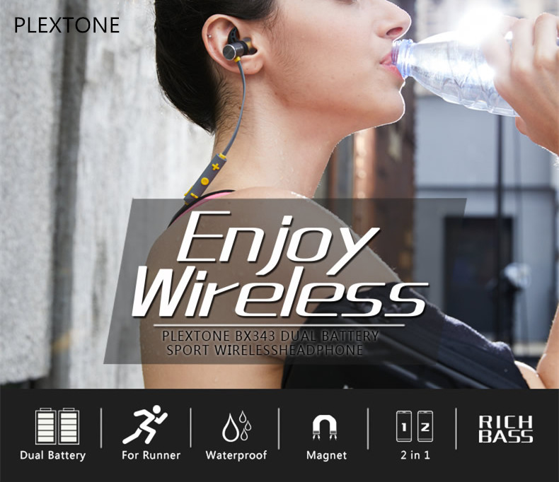 PLEXTONE BX343 Sport Waterproof Magnetic Wireless Bluetooth Earphone With Mic