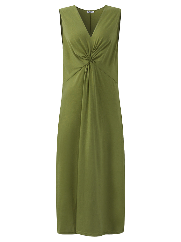 

Сексуальный Женское Без рукавов V-образным вырезом Pure Color Knot Front Maxi Платье