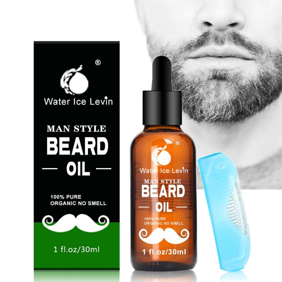 

Water Ice Levin Beard Oil Men Grooming Care Blue Comb Mustache Nourish 30ml