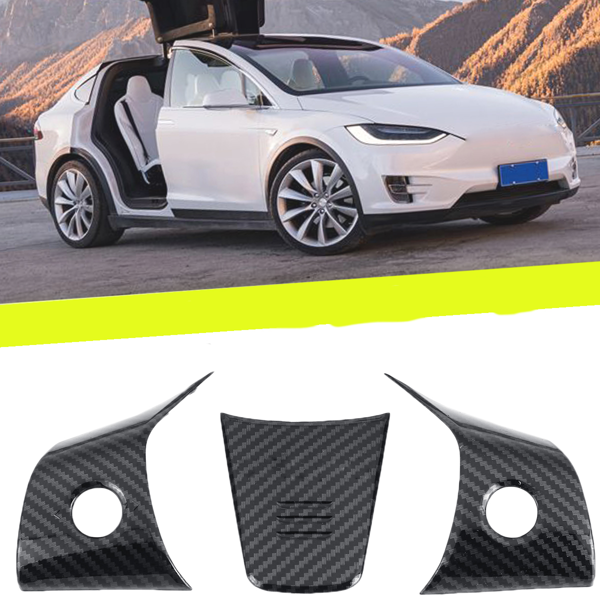

Wheel Steering Panel Covers Trim Carbon Fiber For Tesla Model 3 2017-2019