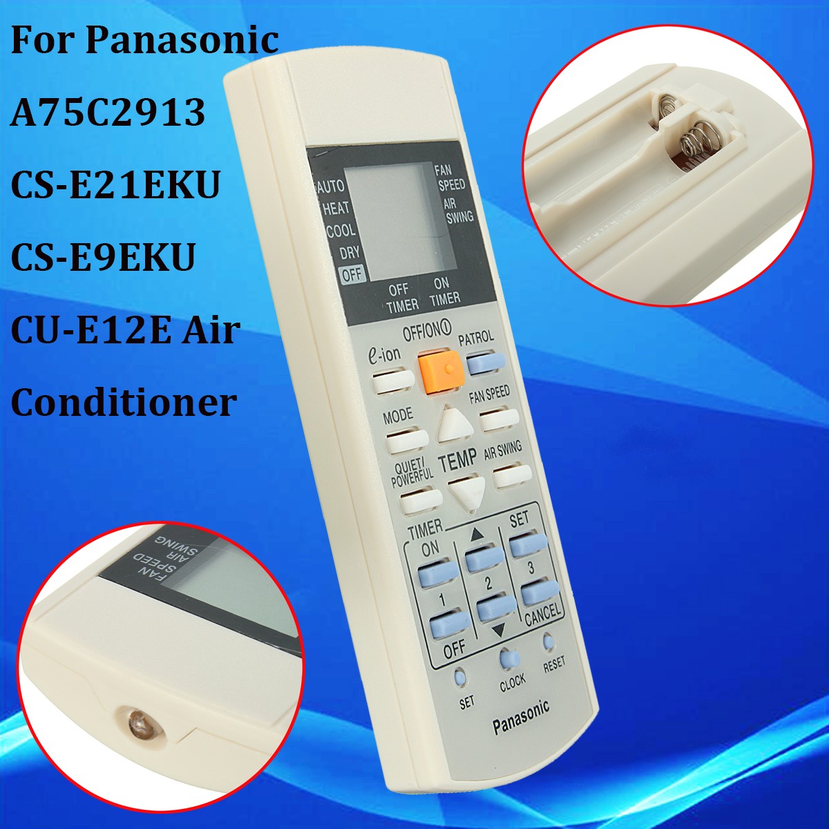 Remote Control For Panasonic Air Conditioner A75C2913 CS-E21EKU CS-E9EKU CU-E12E 1