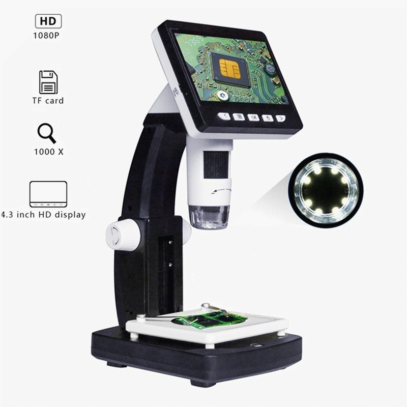 

MUSTOOL G710 1000X 4.3 inches HD 1080P Portable Desktop LCD Digital Microscope 2048*1536 Resolution Object Stage Height Adjustable Support 10 Languages 8 Adjustable High Brightness LED
