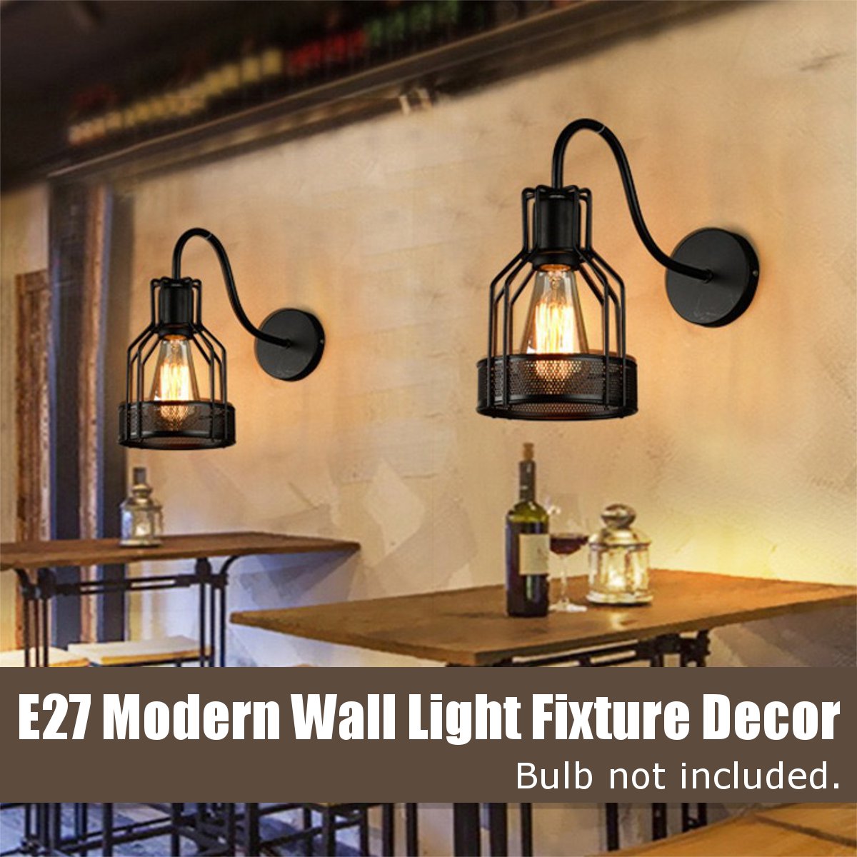 E27 Vintage Retro Industrial Wheel Wall Light Home Bar Sconce Lamp Fixture 