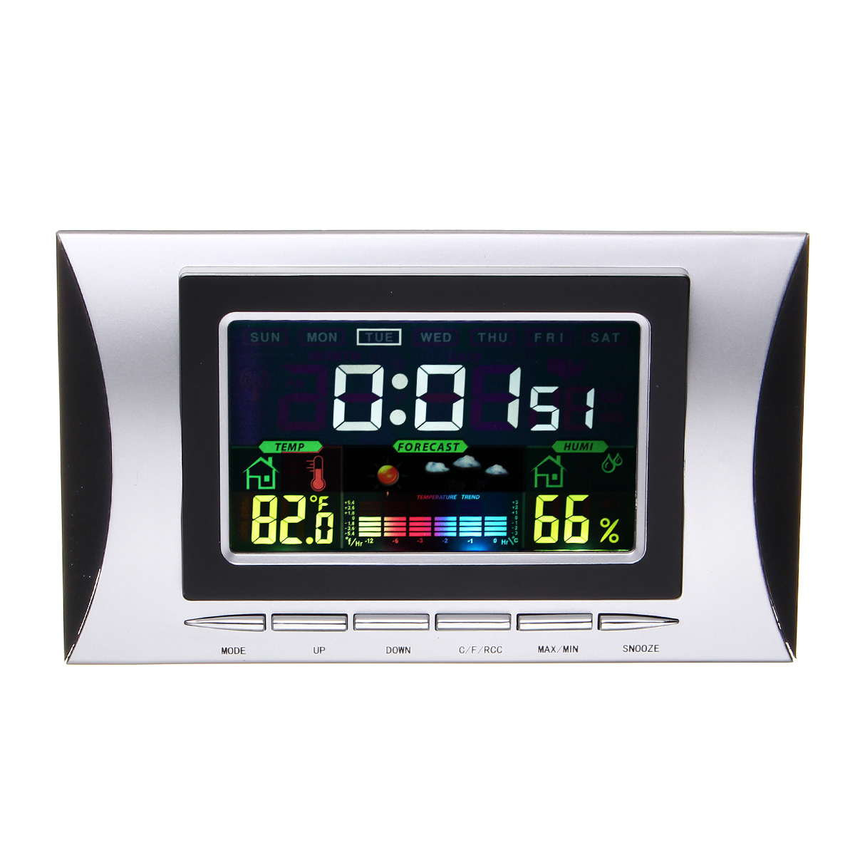 

H102DC-color LCD Display Multifunctional Weather Station Thermometer Humidity Tester Electronic Table Clock