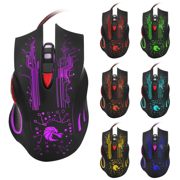 

HXSJ H700 Fire Bird 6D 5500 DPI Colorful Backlight Wired Optical Gaming Mouse
