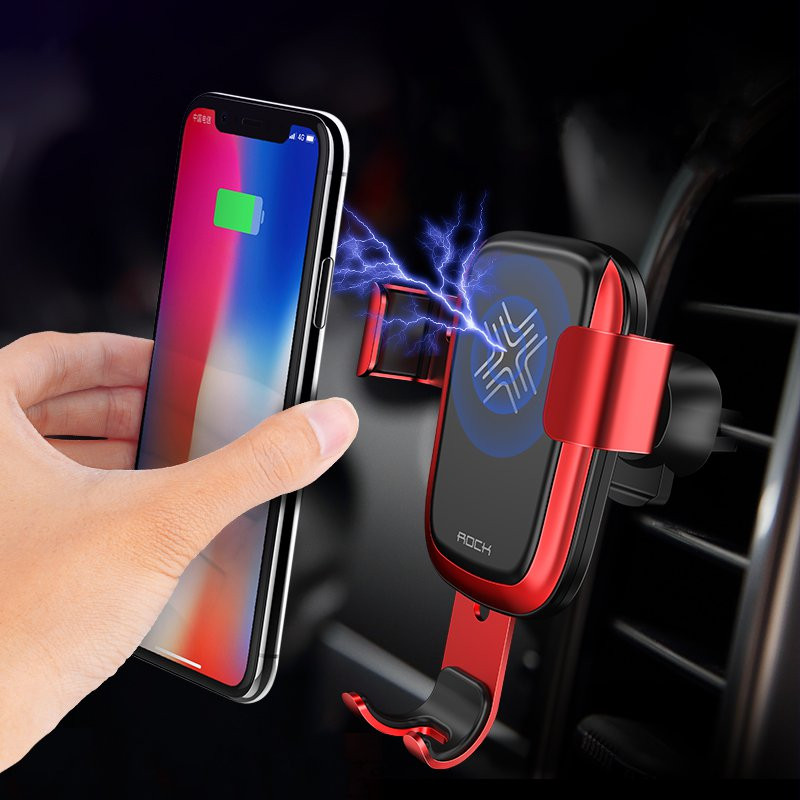 

ROCK 10W Qi Wireless Fast Charge Gravity Auto Lock Car Phone Holder Air Vent Stand for iPhone 8 X