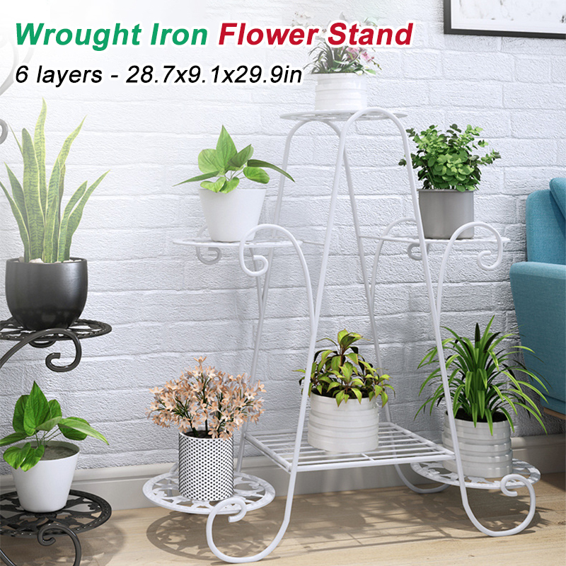 6-layer Flower Stand Wrought Iron Plant Shelf Indoor Creative Art Rack 53