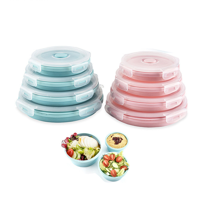 

Honana Collapsible Stackable Food Storage Containers With Lids- Foldable Bowl Lunch Box Food