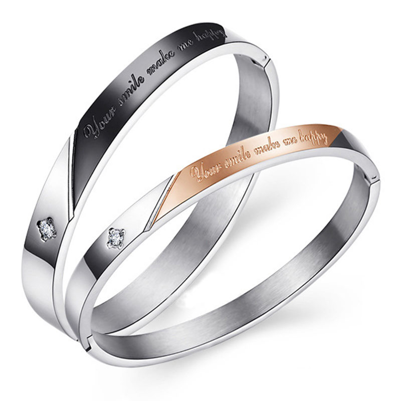 

Sweet Titanium Steel Couple Bracelets Bangle Relationship