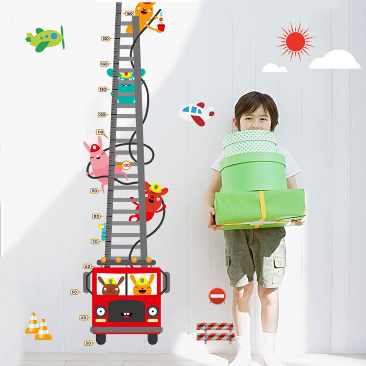 

1Pcs Cute Truck Height Measure Wall Sticker Mural Decals Home Room Decoration Child Growth Chart Toys