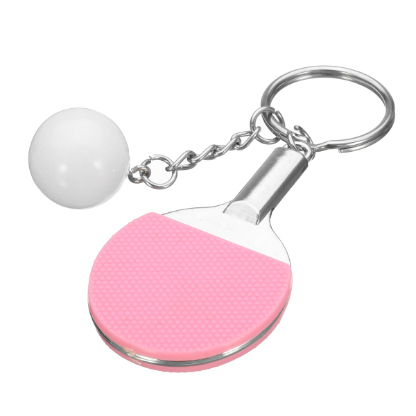 

New Mini Table Tennis Racket and Ball Key Ring Chain Keyfob Keychain