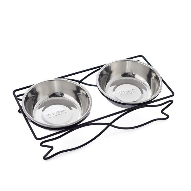 

Stainless Steel Pet Bowl for Food and Water Bowls Pet Feeders Double Bowls Set Fish Metal Stand