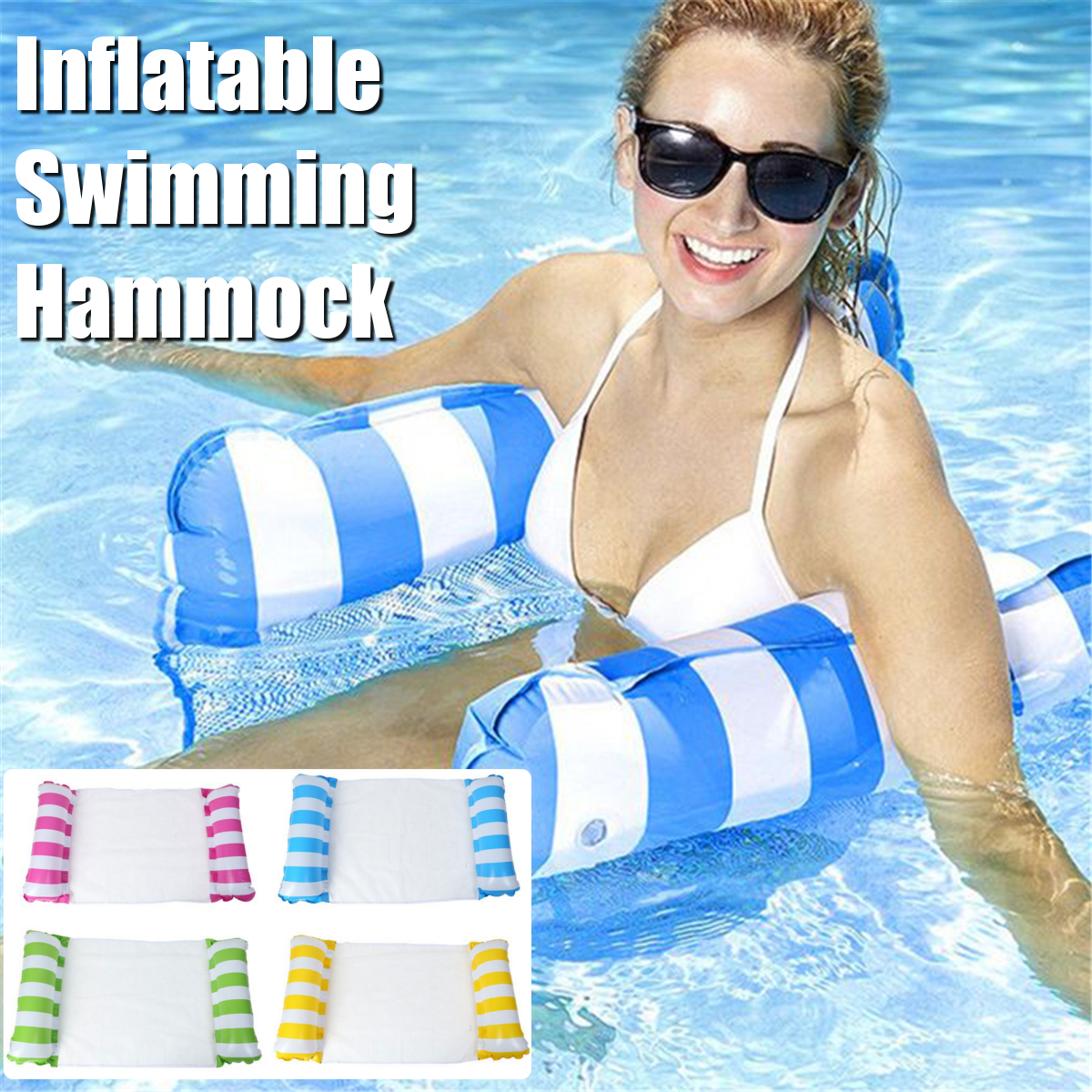 Inflatable Swimming Floating Chair Foldable Sleeping Lounger Summer Air Hammock Sun Lounges 3