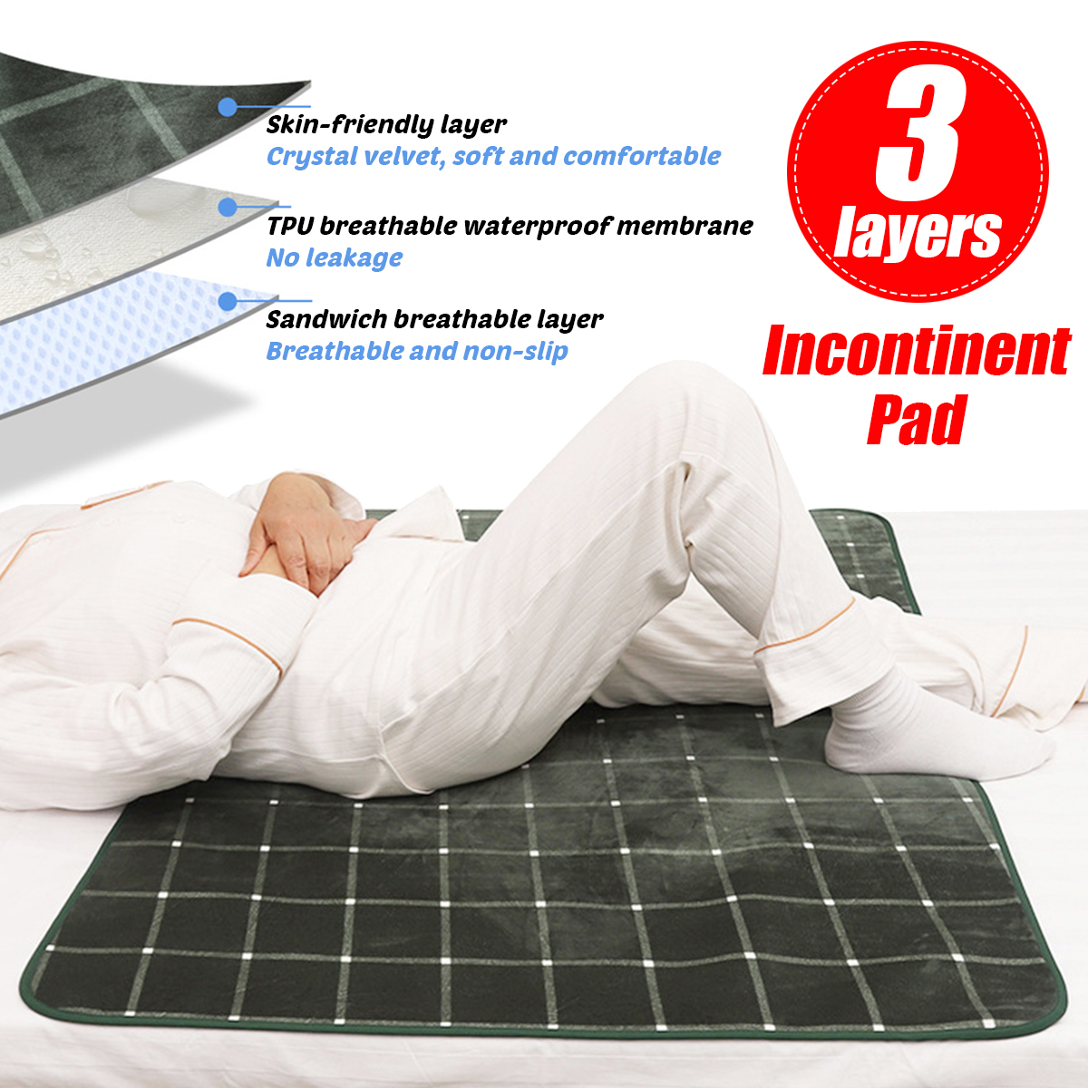 Washable Reusable Waterproof Underpad Bed Cushion Incontinence Kids Adult Mattress Protector 2