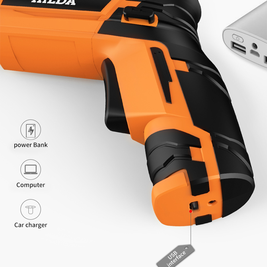 HILDA 4.2V Cordless Electric Screwdriver Lithium Battery Screwdriver with Twistable Handle 19