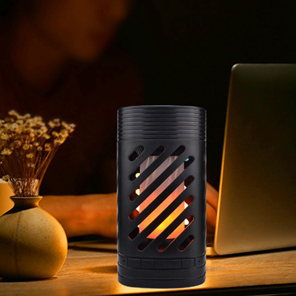 

5W Portable bluetooth Speaker LED Flame Effect Lamp Touch Control Colorful Atmosphere Night Light