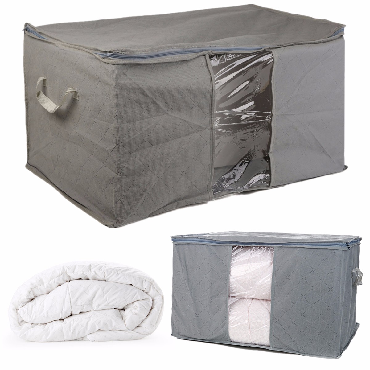 

Foldable Large Bedding Storage Bag Organiser for Pillow Clothes Quilt Bedding Duvet Blanket Under Bed Storage Organizer Box