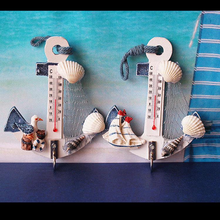 

Mediterranean Decorative Anchor Thermometer Hanging Home Hooks
