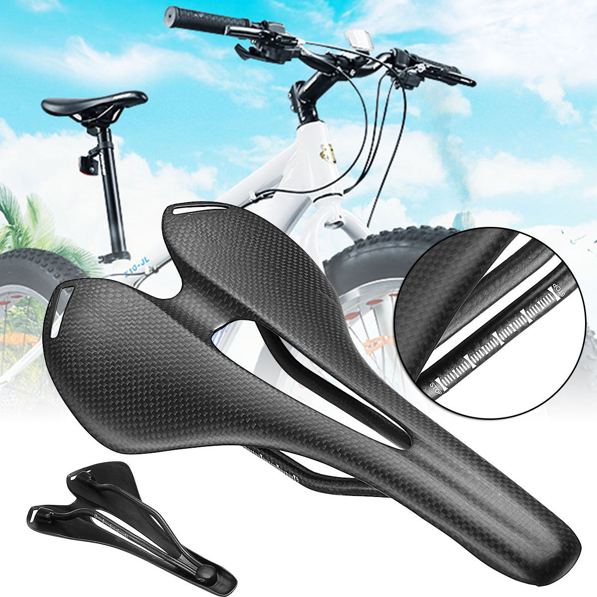 

BIKIGHT Carbon Fiber Bike Bicycle Saddle Seat Hollow 3K Matte Ultralight Cycling Saddle For Road Bike MTB