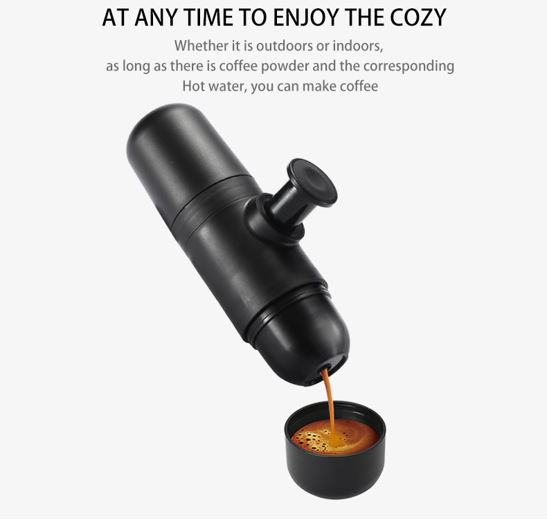 KCASA KC-COFF20 Portable Manual Coffee Maker Hand Espresso Maker Mini Coffee Machine Coffee Pot Outdoor Travel design (Black) 22