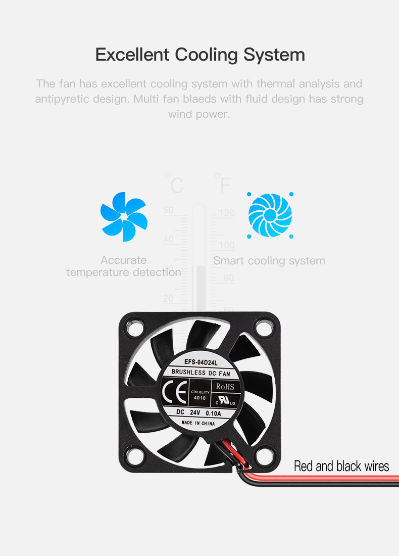 Creality 3D® 4010 Axial Cooling Fan 24V 7000r/min L150mm with 2.5 Terminal 10