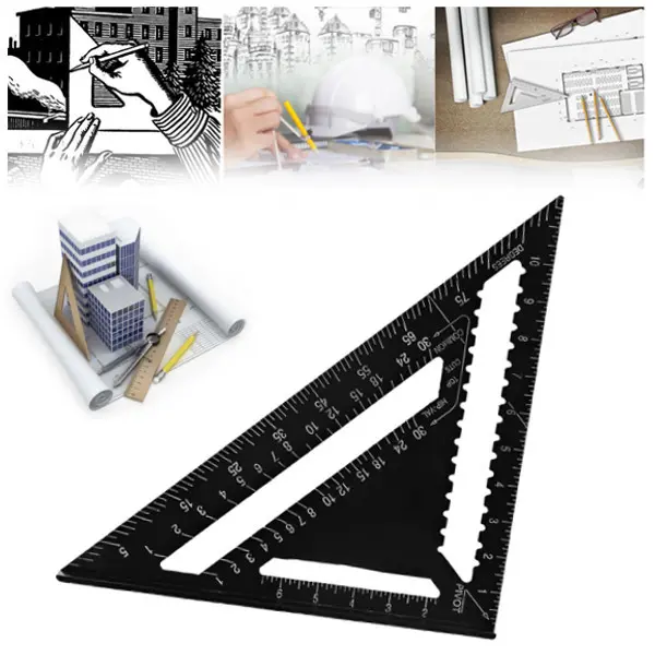 Raitool<ALIMT >™</ALIMT> AR01 260x185x185mm Metric Aluminum Alloy Triangle Ruler Black Triangular Rule