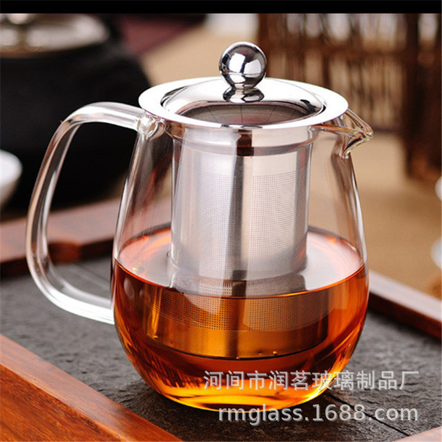 

High Borosilicate Heat-resistant Glass Flower Teapot Stainless Steel Filter Filter Pot Tea Set Steel Leak Tea Set