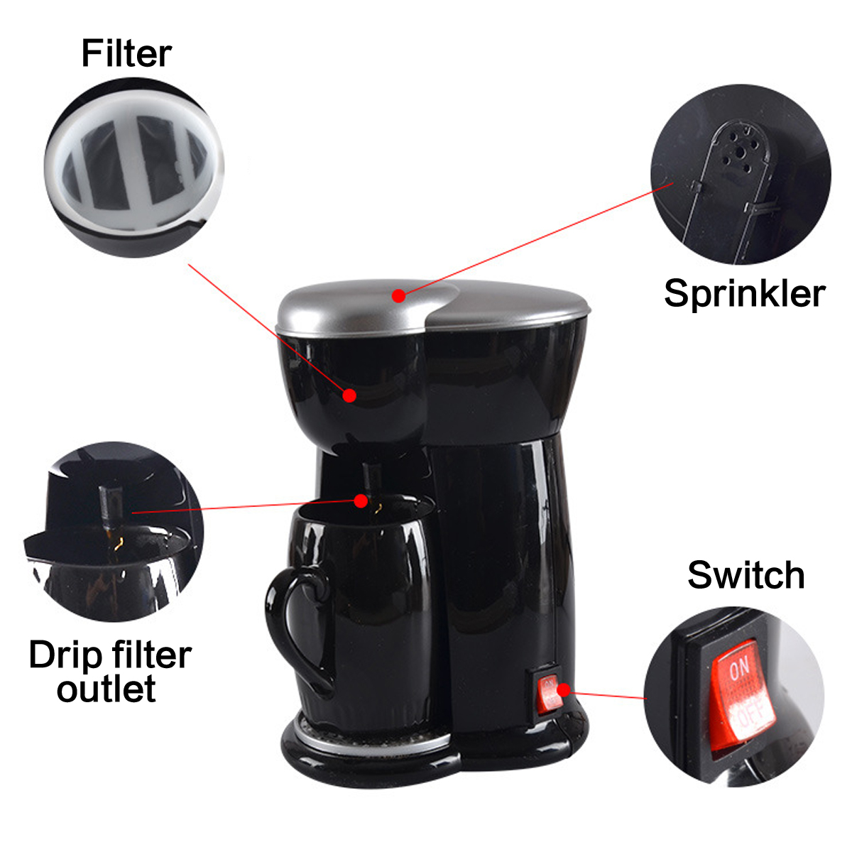 300W Mini Single Cup Drip Coffee Machine Makers Electric Automatic Espresso Machine 18