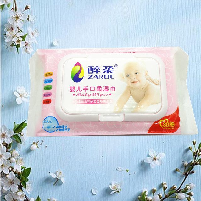 

Full Baby Wipes With Cover 80 Pieces Drunken Baby Hand Wipes Non-alcohol Clean Wipes