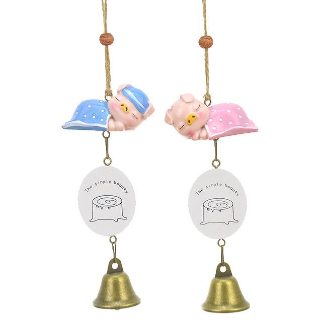 

Quilt Pig Couple Wind Chimes Japanese Style Wind Chime Hanging Ornaments Creative Home Decorations Metal Bells Crafts