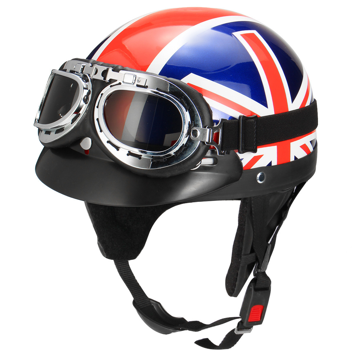 

Ретро британский флаг мотоцикл Половина лица шлем байкерский скутер с солнцезащитным козырьком УФ-очки Cafe Racer