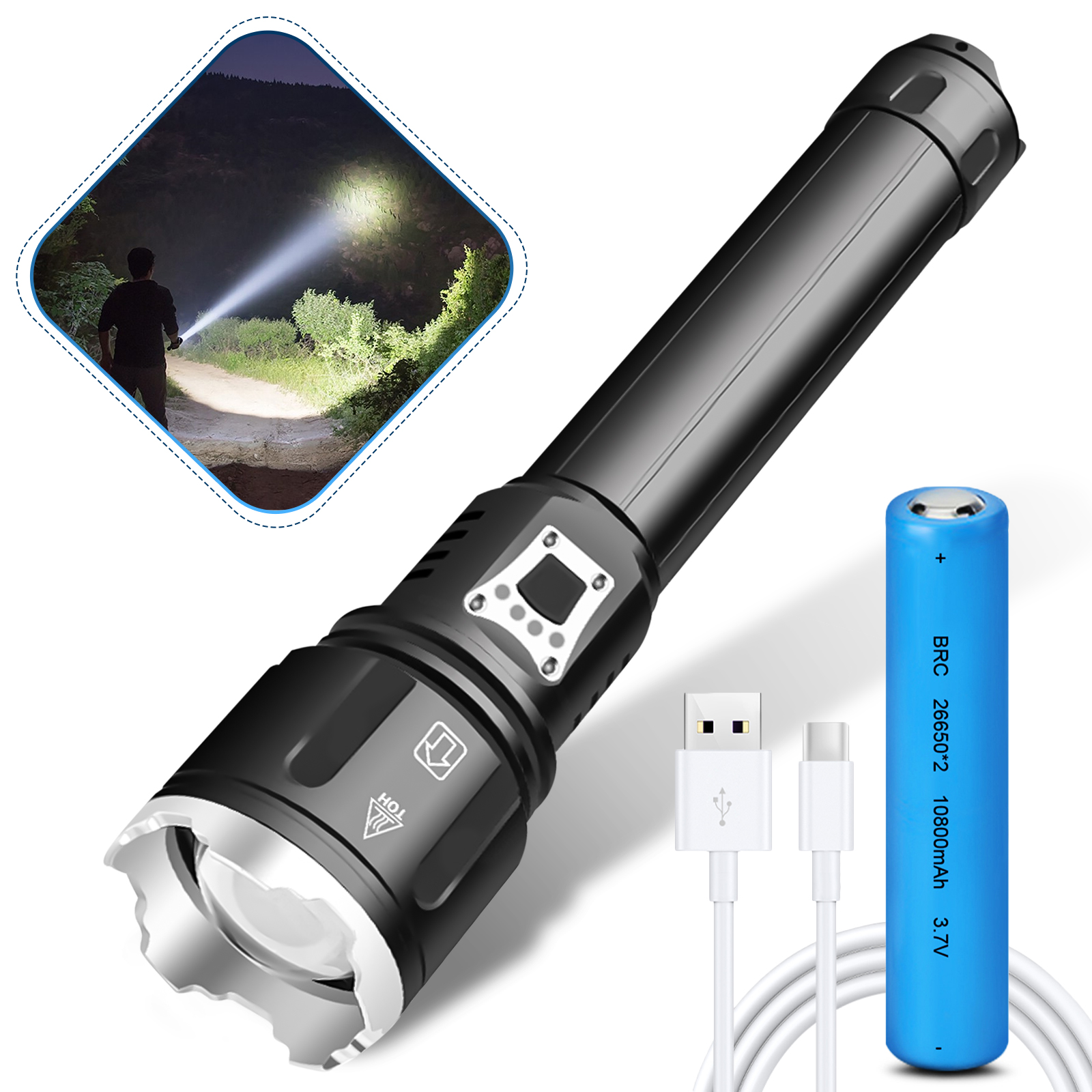 Find CHARMINER XHP70 2 LED Outdoor Emergency Rechargeable Flashlight Super Bright 90000 High Lumens Tactical Flashlight USB Power Output Handheld Camping Flash light Zoomable IPX5 Water Resistant for Sale on Gipsybee.com with cryptocurrencies