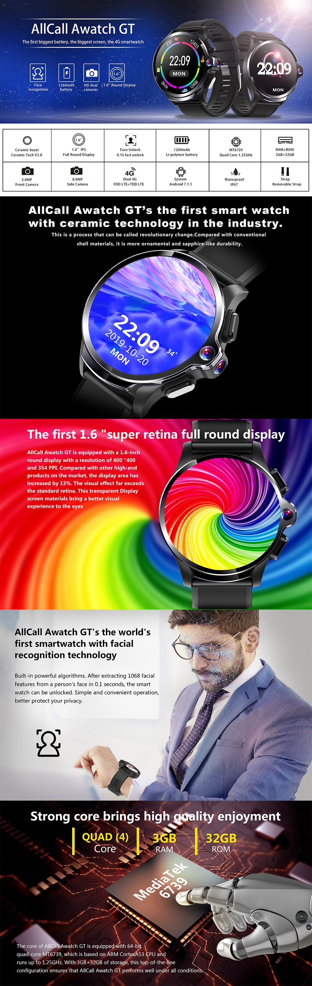 AllCall Awatch GT 4G Watch Phone with BlitzWolf® BW-HL2 Smart Watch 1