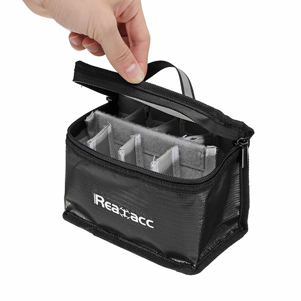 Bolsa de seguridad de batería de lipo impermeable a prueba de fuego Realacc (155x115x90mm) con mango luminoso
