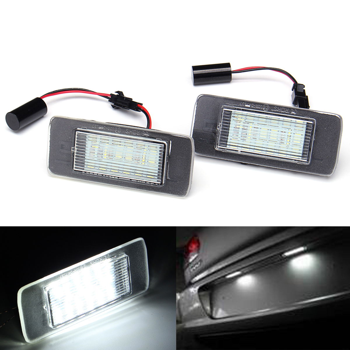 

Pair 3W Car LED License Plate Lights for Opel Astra Zafira Vectra CANBUS Error Free White
