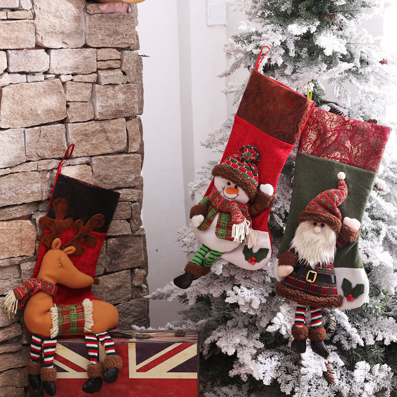 

Christmas Socks Gift Bag Christmas Tree Ornaments Santa Claus Snowman Elk Wishing Bag