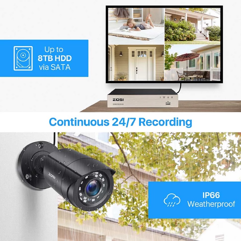 Find ZOSI C106 8CH Video DVR + 4PCS 2MP 1080P HD Coaxial Camera Set Day/Night Home Video Surveillance System for Sale on Gipsybee.com with cryptocurrencies