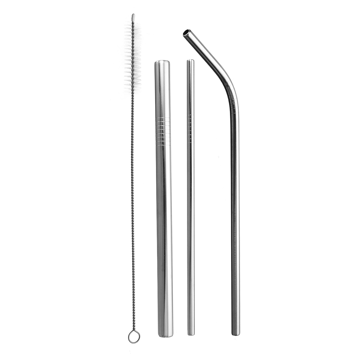 

5 Pcs Stainless Steel Straw Cleaning Brush Metal Reusable Friendly Drinking Straws 215mm With Bag